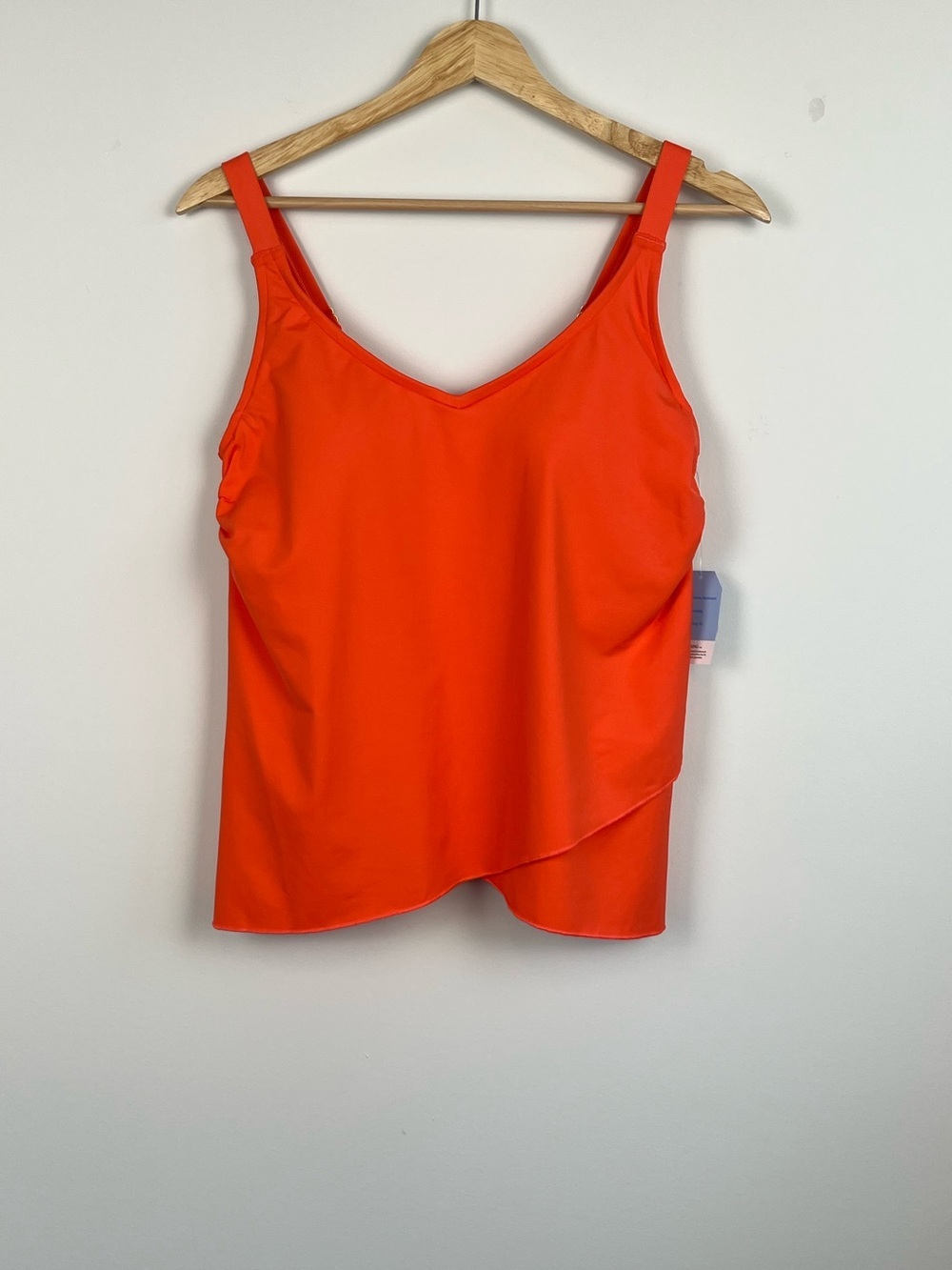 NWOT Lands End orange adjustable strap tankini top, small/6-8.